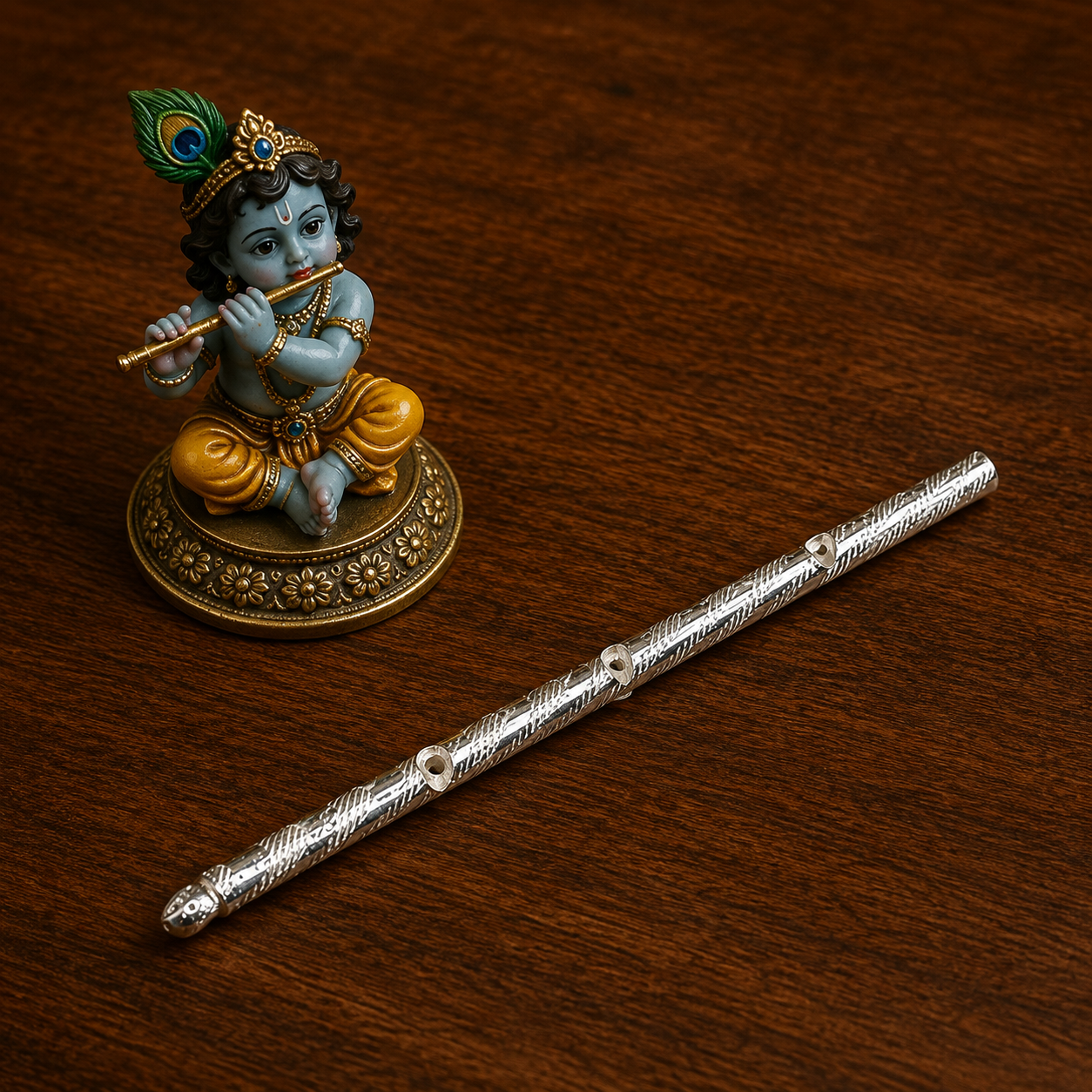 Aug 16, 2026, 03_48_25 PM Pure Silver Flute with Intricate Traditional Design – Krishna Bansuri