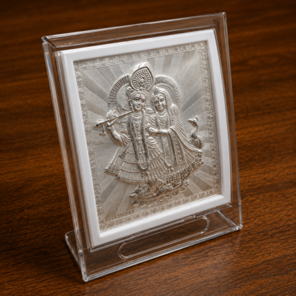 Pure Silver Radha Krishna God Frame – Silver Devotional Art