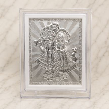 Pure Silver Radha Krishna God Frame – Silver Devotional Art