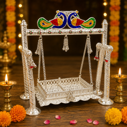 Pure Silver God Jhula – Exquisite Handcrafted Silver Jhula for Laddu Gopa