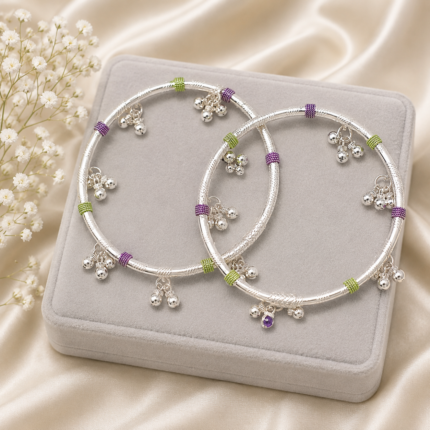 Traditional silver foot kada for women.