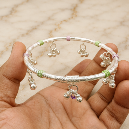 Traditional silver foot kada for women.