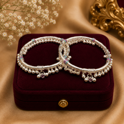 Premium designer silver leg kada for women.
