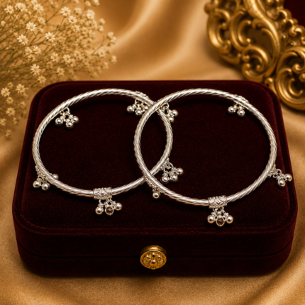 Ladies Silver Leg Kada – Traditional Silver Foot Jewellery