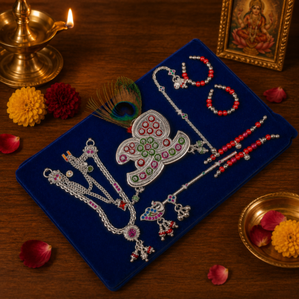 Pure Silver Shri Hangar – Traditional Thakur Ji Shringar Accessory