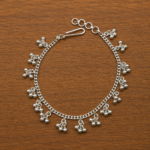 Elegant Silver Female Bracelet with Dangling Bead Charms