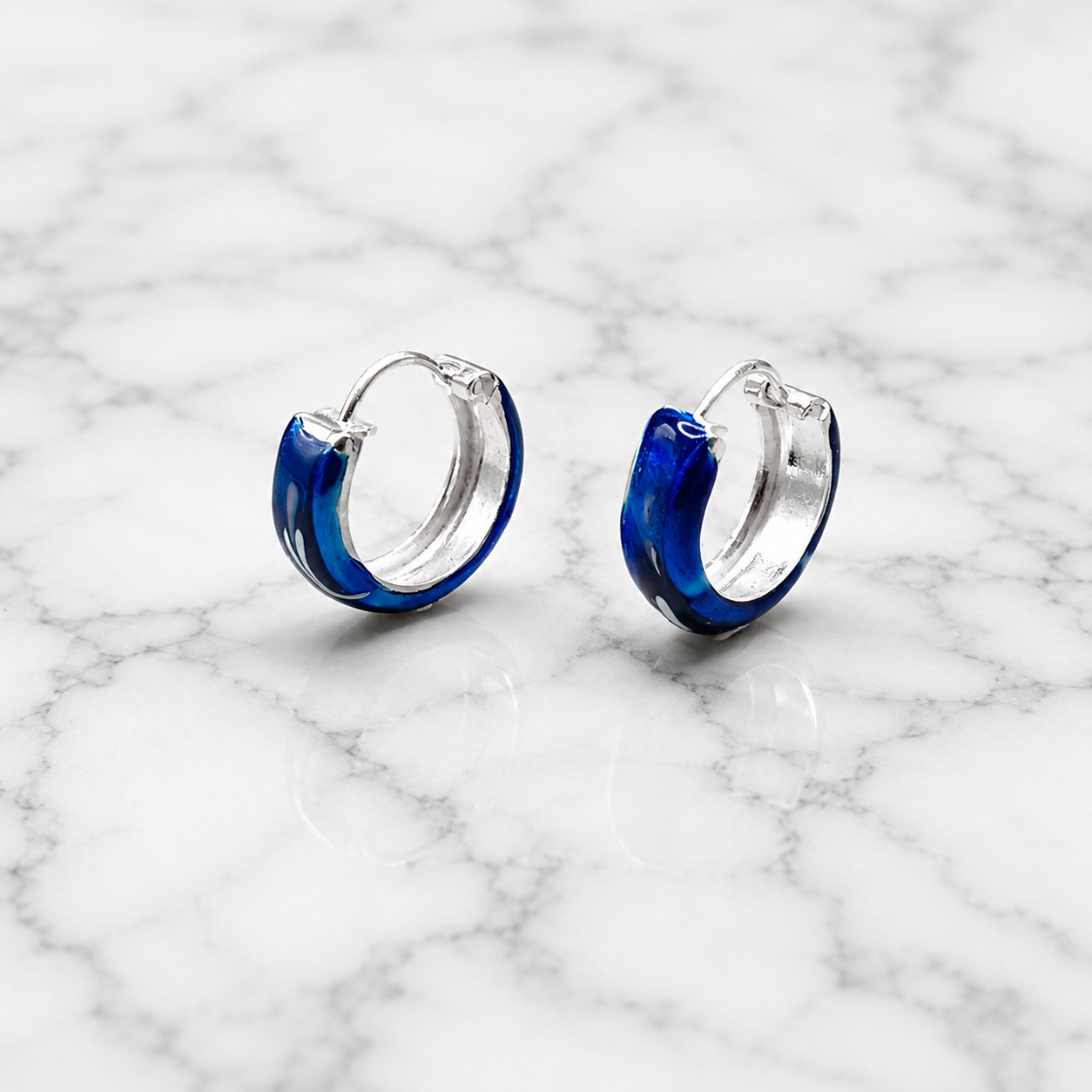 ChatGPT Image Aug 7, 2026, 04_20_02 PM Pure Silver Blue Designer Hoop Earring for Men