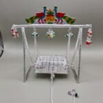 Pure Silver God Jhula with Peacock Enamel Work – Designer Silver Swing for Laddu Gopal Ji