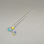 Pure Silver Krishna Flute with Colorful Enamel & Bead Work