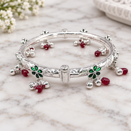 Ethnic Silver Leg Kada