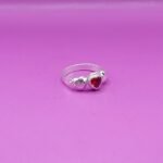 Pure Silver Kids Heart Ring – Cute Red Heart Design Ring for Children