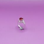 Pure Silver Kids Heart Ring – Beautiful Red Stone Ring for Children