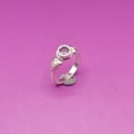 Pure Silver Kids Ring – Elegant Round Stone Design Ring for Children