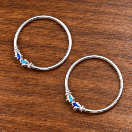 Pure Silver Kids Leg Kada Pair | Designer Silver Kada for Kids