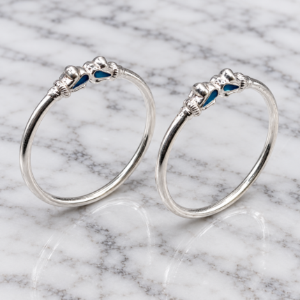 Pure Silver Kids Leg Kada Pair | Designer Silver Kada for Kids