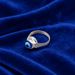 Pure Silver Kids Evil Eye Ring – Stylish Adjustable Ring for Children