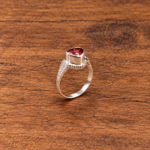 Pure Silver Kids Heart Ring – Beautiful Red Stone Ring for Children