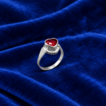 Pure Silver Kids Heart Ring – Beautiful Red Stone Ring for Children