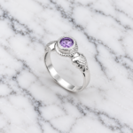 Pure Silver Kids Ring – Elegant Round Stone Design Ring for Children