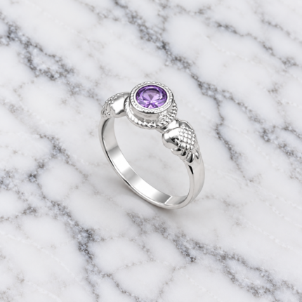 Pure Silver Kids Ring – Elegant Round Stone Design Ring for Children
