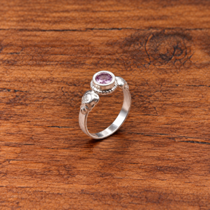 Pure Silver Kids Ring – Elegant Round Stone Design Ring for Children