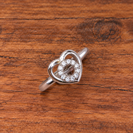 925 Silver Kids Heart Ring – Elegant Heart & Stone Design Ring for Children