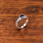 Pure Silver Kids Blue Stone Ring – Stylish Round Stone Ring for Children