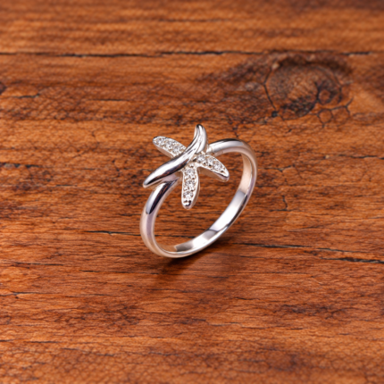 925 Silver Kids Starfish Ring – Elegant Sea Star Design Ring for Children