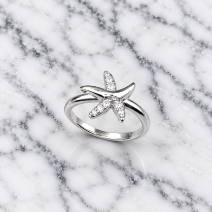 925 Silver Kids Starfish Ring – Elegant Sea Star Design Ring for Children