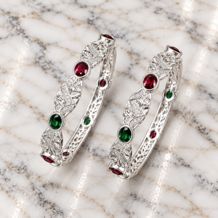 Designer Silver Bangle for Women – Stylish & Elegant