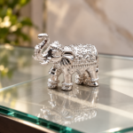 Sacred Silver Solid Elephant Idol for Wealth and Prosperity