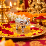 Sacred Silver Solid Elephant Idol for Wealth and Prosperity
