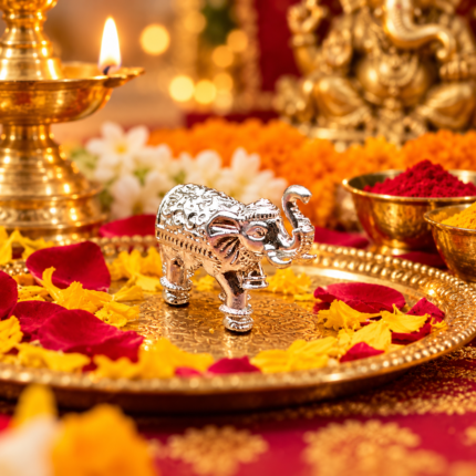 Sacred Silver Solid Elephant Idol for Wealth and Prosperity